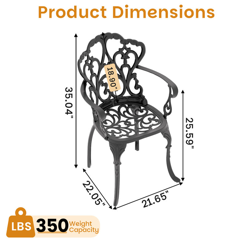 Set of 4 Patio Cast Aluminum Chairs with Beige Cushions