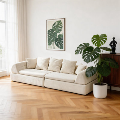 Canapé modulaire 104 po Cloud, canapé désossé avec repose-pieds et siège moelleux profond, aucun assemblage requis pour le salon