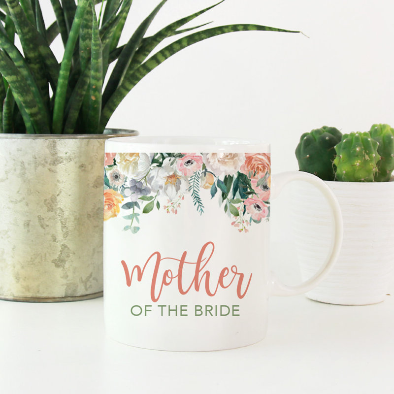 Cadeau de mariage tasse à café, roses fleurs de pêche, mère de la mariée, paquet de 1, cadeau d'anniversaire de Noël pour elle