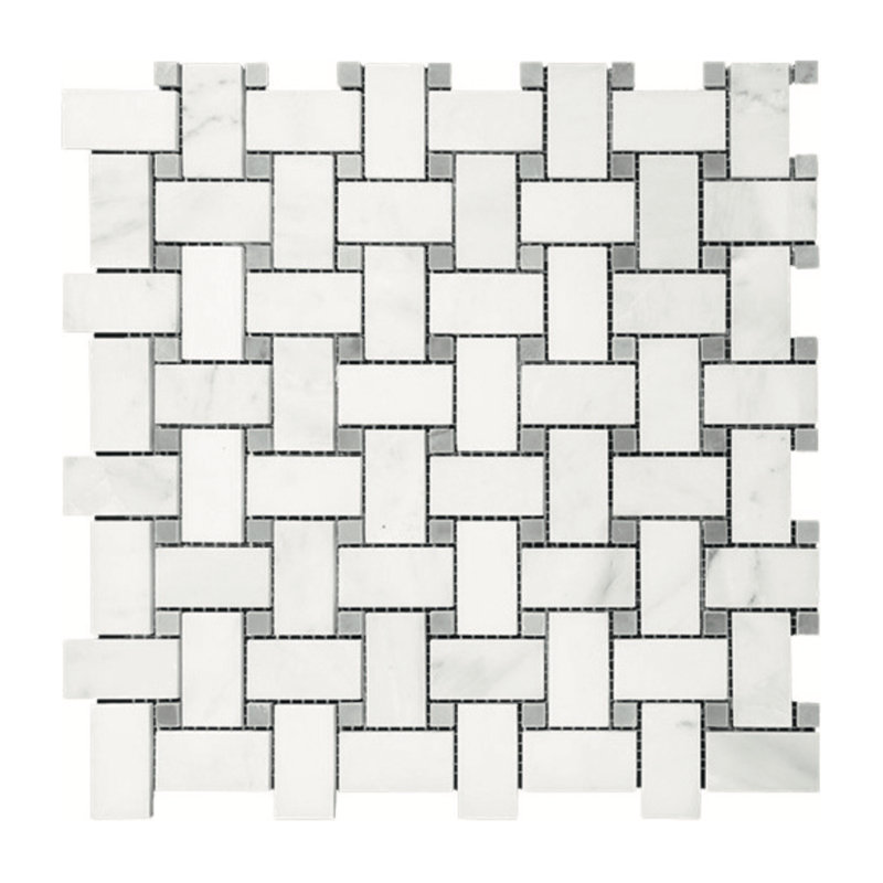 Carreau de mosaïque pour mur et plancher en marbre tressé 1 po x 2 po Eastern White, Poli