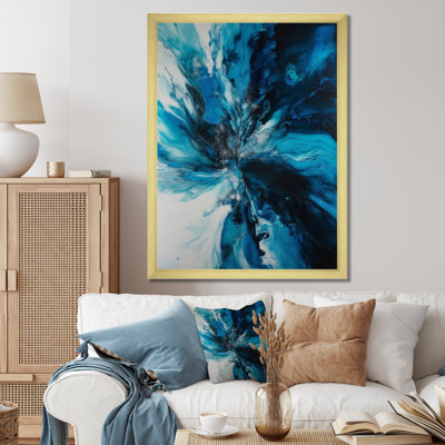 Marbre chromatique bleu et noir sur toile