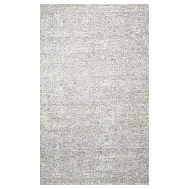 Silver/Cream Farmhouse Distressed Power-Loomed Indoor Area Rug, Rectangle 2' x 3'