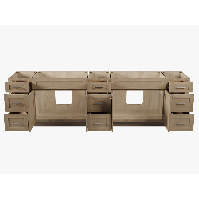 117'' Double Bathroom Vanity Base only, Natural Oak