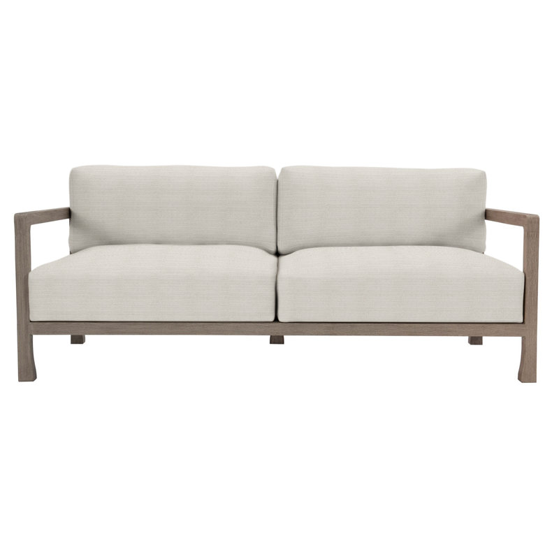 Tanah 80" Wide Outdoor Teak Patio Sofa with Cushions, Beige Linen 6025-012