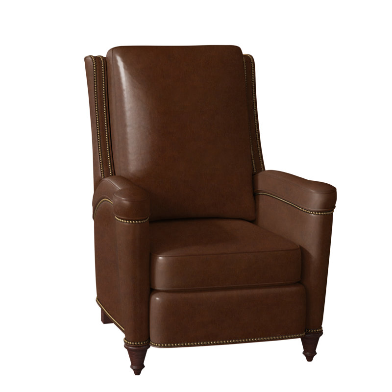 Mayes Recliner, Aspen Lenado Brown Genuine Leather, Mahogany, French Natural