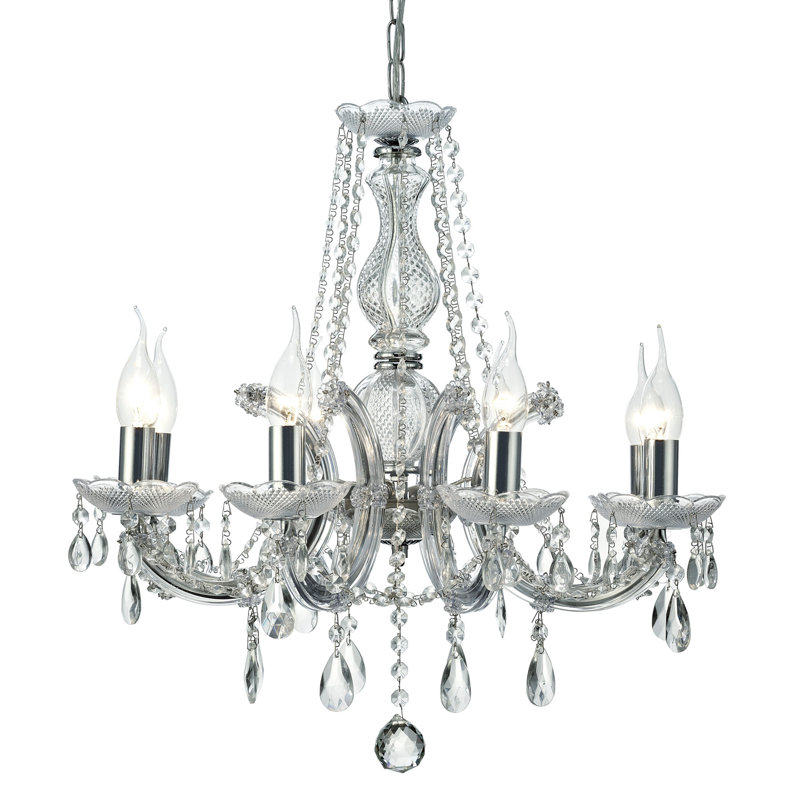 Jansen 8 - Light Candle Style Chandelier, Polished Chrome
