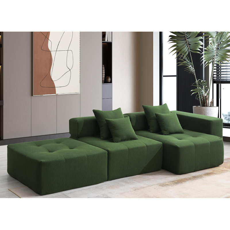 Canapé modulaire Boneless, Velours côtelé vert