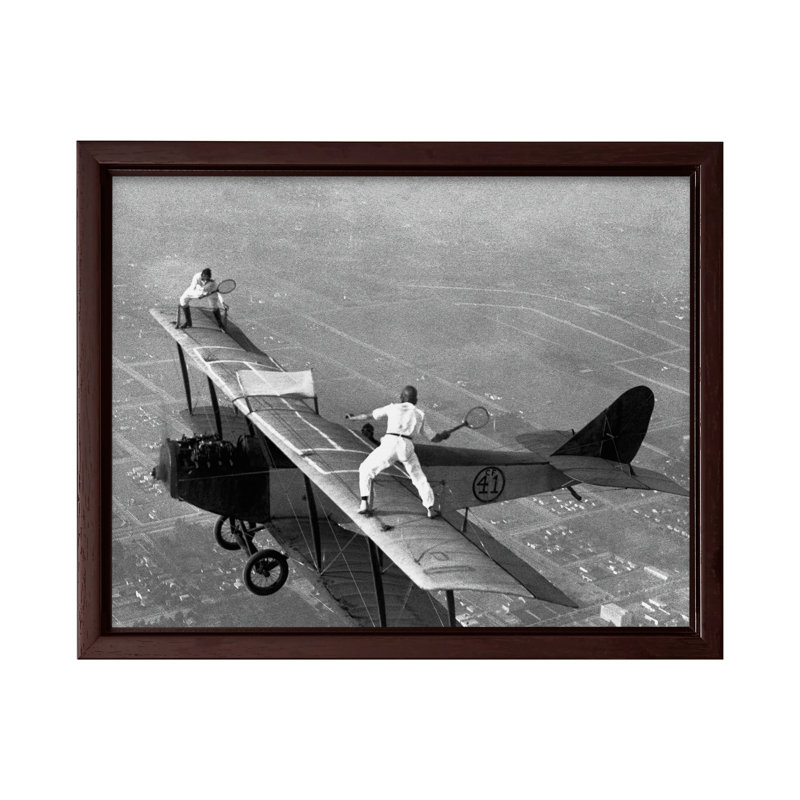 Tennis sur avion, Canevas, Encadrement brun, H 11 po x l 14 po