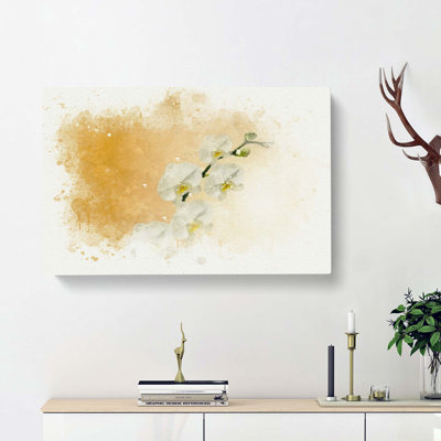 White Orchid Flowers In Abstract - Wrapped Canvas