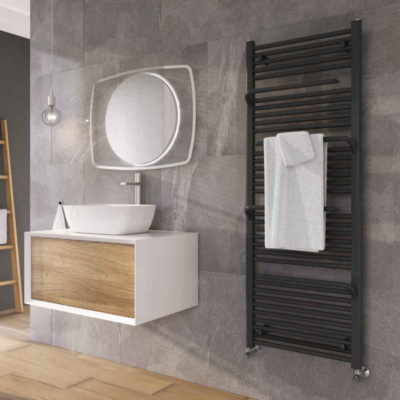 Joule Straight Towel Rail Heated Towel Rails, Anthracite, 1510mm H x 550mm W