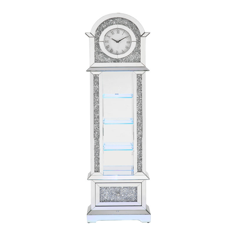 Horloge grand-père avec DEL, miroir et faux diamants