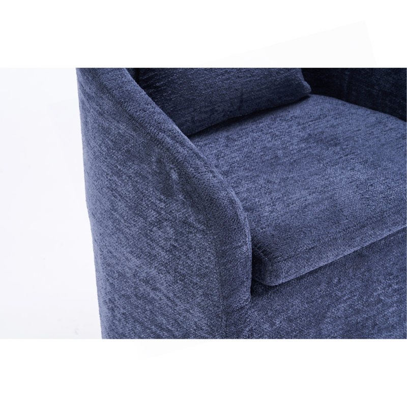 Ensemble de 1 fauteuil de salle à manger en chenille avec coussin de dossier et roues universelles, Bleu