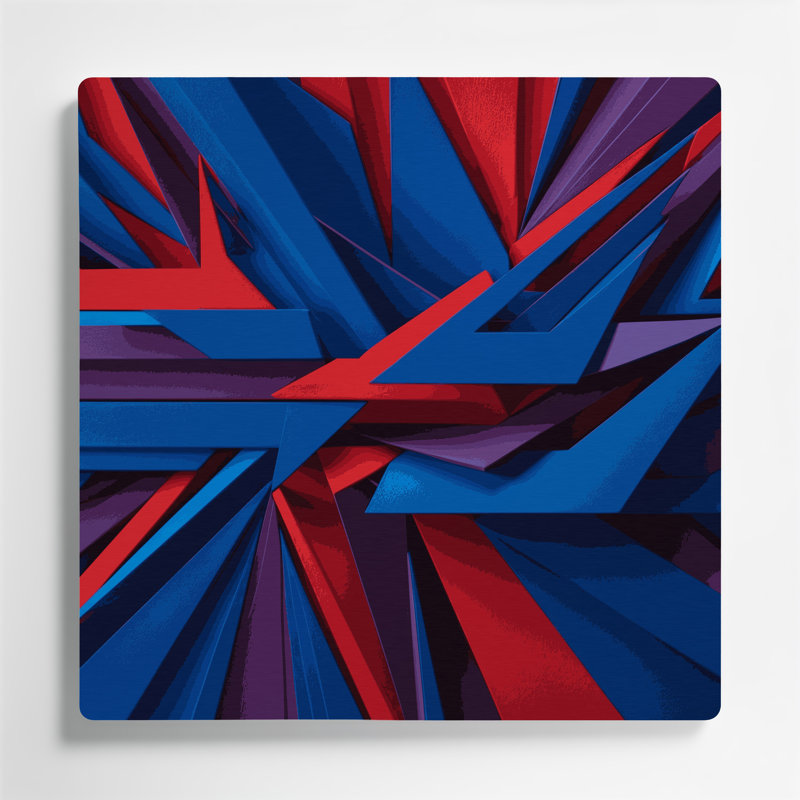 «Geometric Abstraction 6», art mural en métal mauve, H 32 po x l 32 po