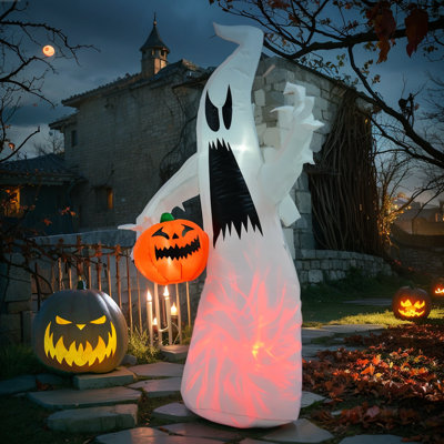 5.9''Halloween Inflatable outdoor decoration Ghost with pumpkin with led