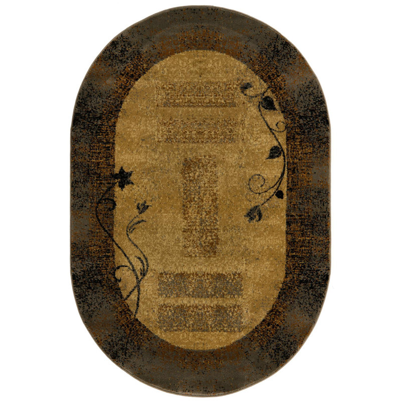 Contemporary Arabica Area Rug Espresso Color, Oval 4' x 6'