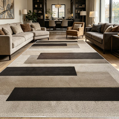 1PC Modern Geometric Neutral Striped area rugs for Living Room, Soft and Comfortable, Suitable for all seasons, easy-to-maintain, machine washable Indoor floor mat, Under Table Farmhouse suitable for Dining Room, Bedroom, Home Office, Entryway,