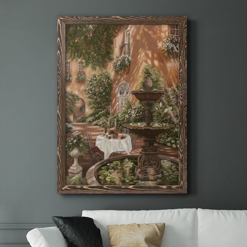 Evening Cocktail II - peinture sur toile encadrée, Encadré de bois de noyer, H 37,5 po x l 27,5 po x P 1,5 po