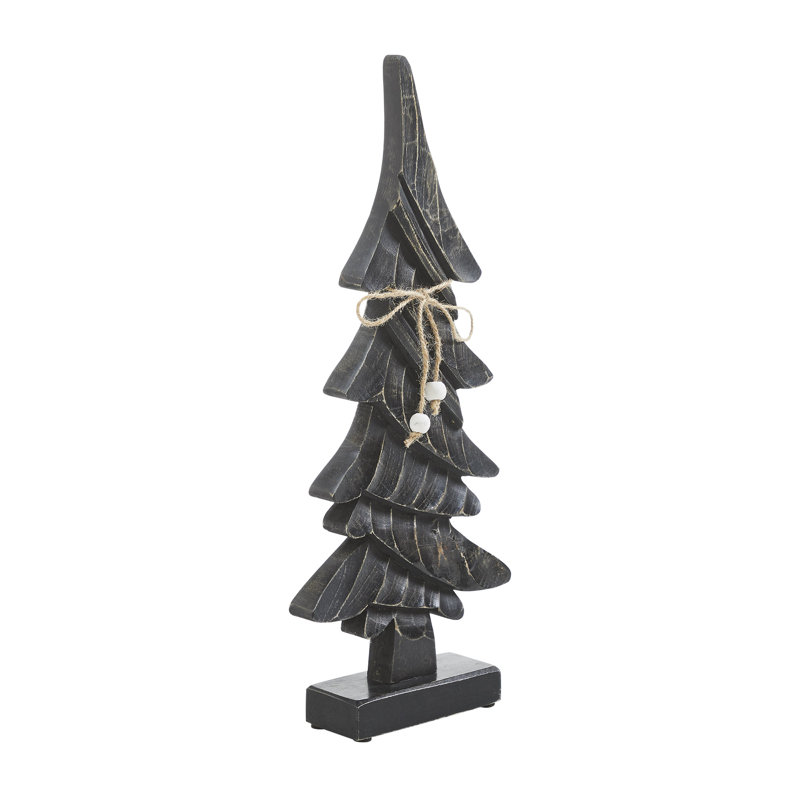Pin primitif en bois noir patiné, H 17 po x l 7 po x P 2 po