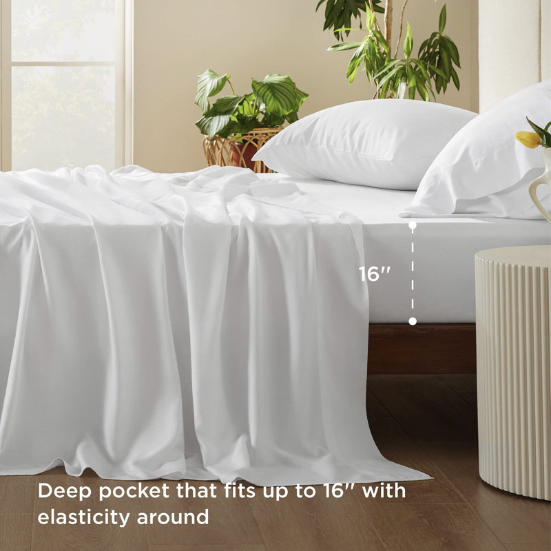 Ensemble de housse de couette en rayonne 4 pièces, Blanc