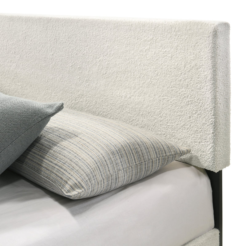 Walter Platform Bed with Adjustable Headboard, Cream, Queen