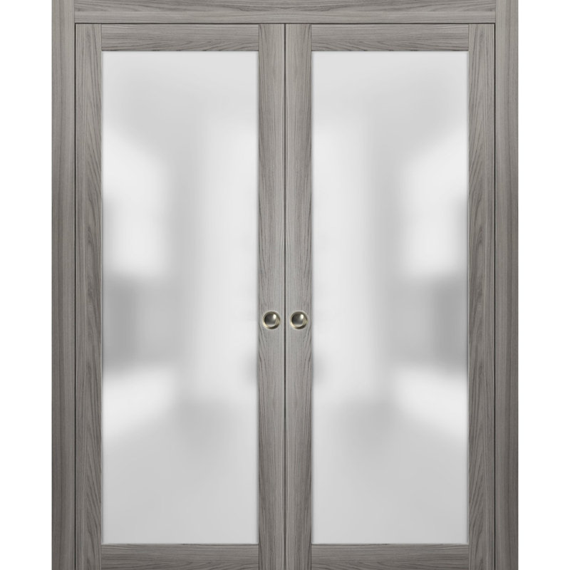 Portes coulissantes en verre givré Planum, 56 po x 80 po, Gingembre cendré