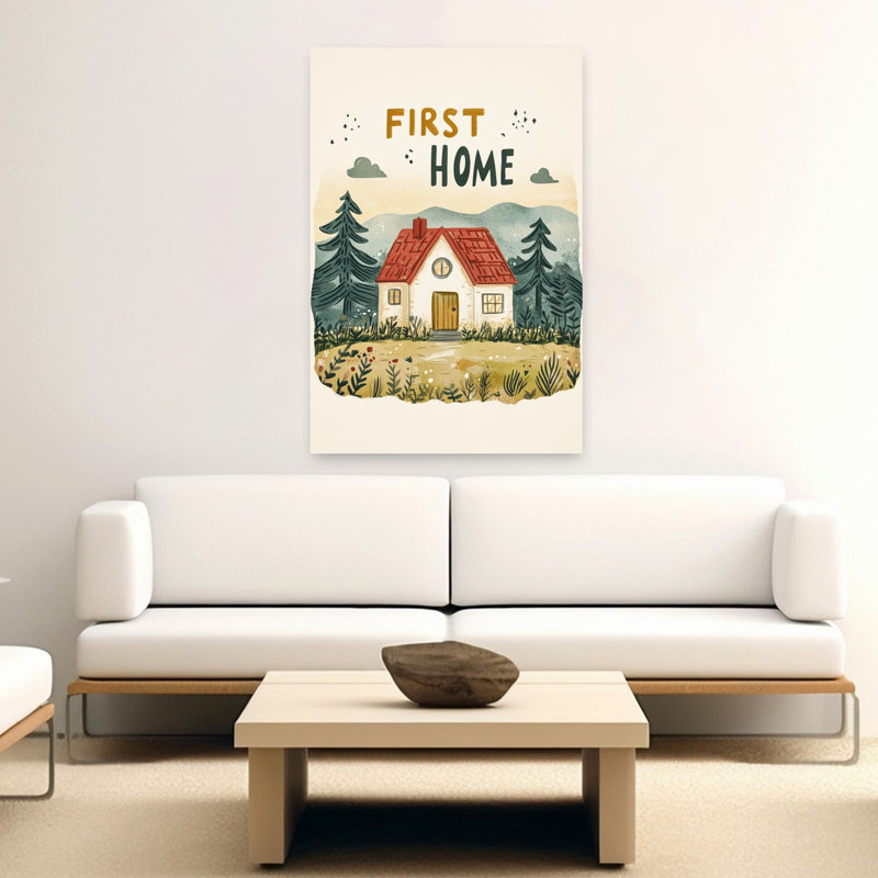 Cozy Cabin Dreams Peaceful Rustic Abstract Pine Tree Forest Landscape Wall Art Print by Treechild - Wrapped Canvas Print