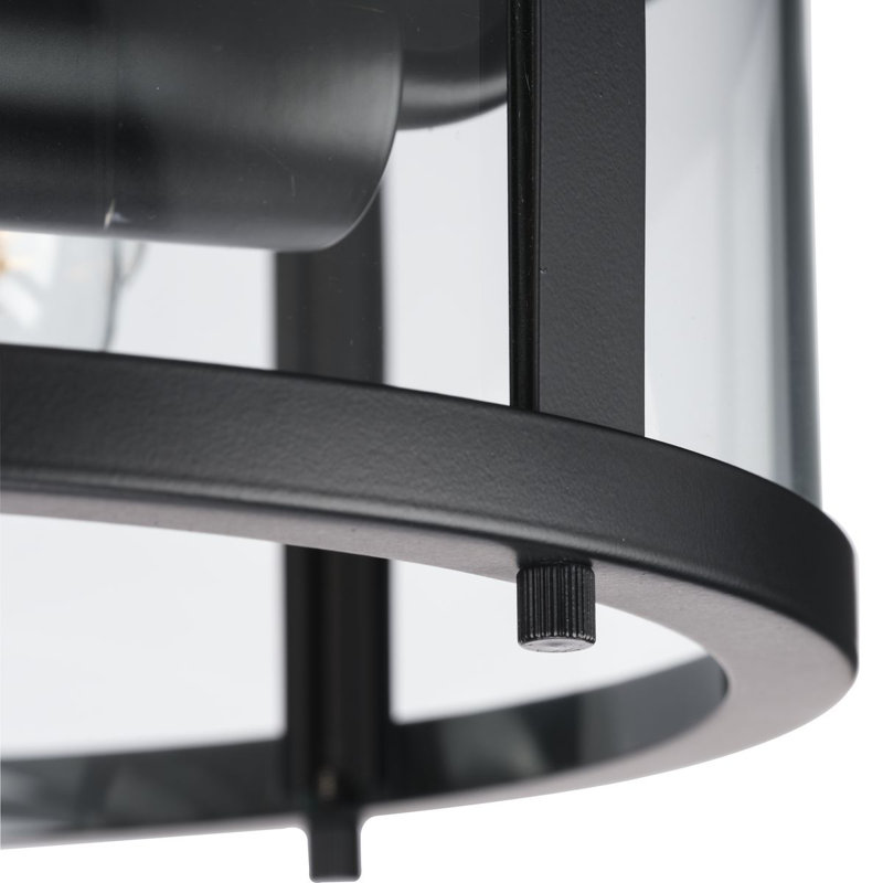 Gunther Matte Black Glass Drum Indoor/Outdoor Flush Mount Light