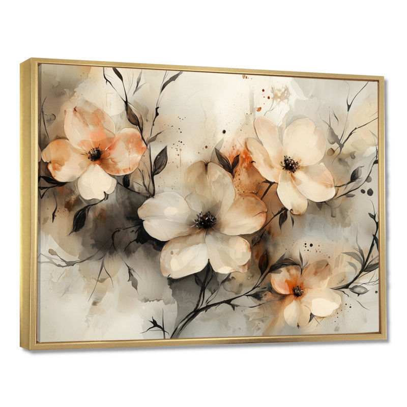 Jabir - Floral Wall Art, H 34 po x l 44 po, Picture Framed, Doré
