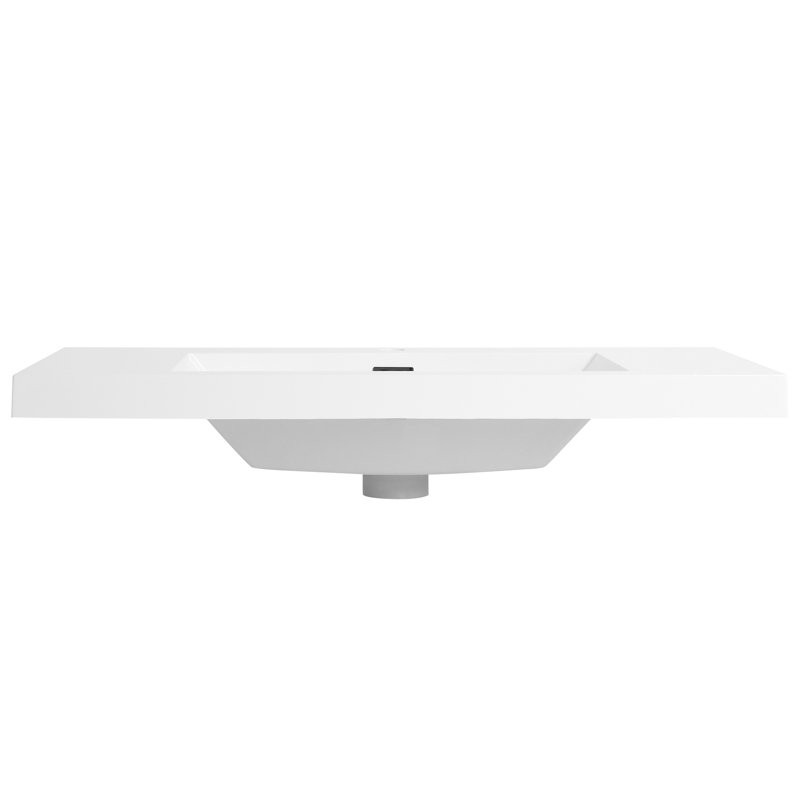 36" Resin Bathroom Sink In Gloss White, 34.72In D X 20.15In W 7.46In H, 31.47Lb, & Classy Selection White Sink, Contemporary Style
