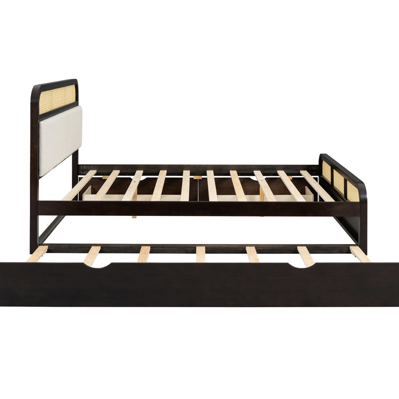 lit plateforme pour grand lit double avec lit gigogne et espace de rangement supplémentaire
