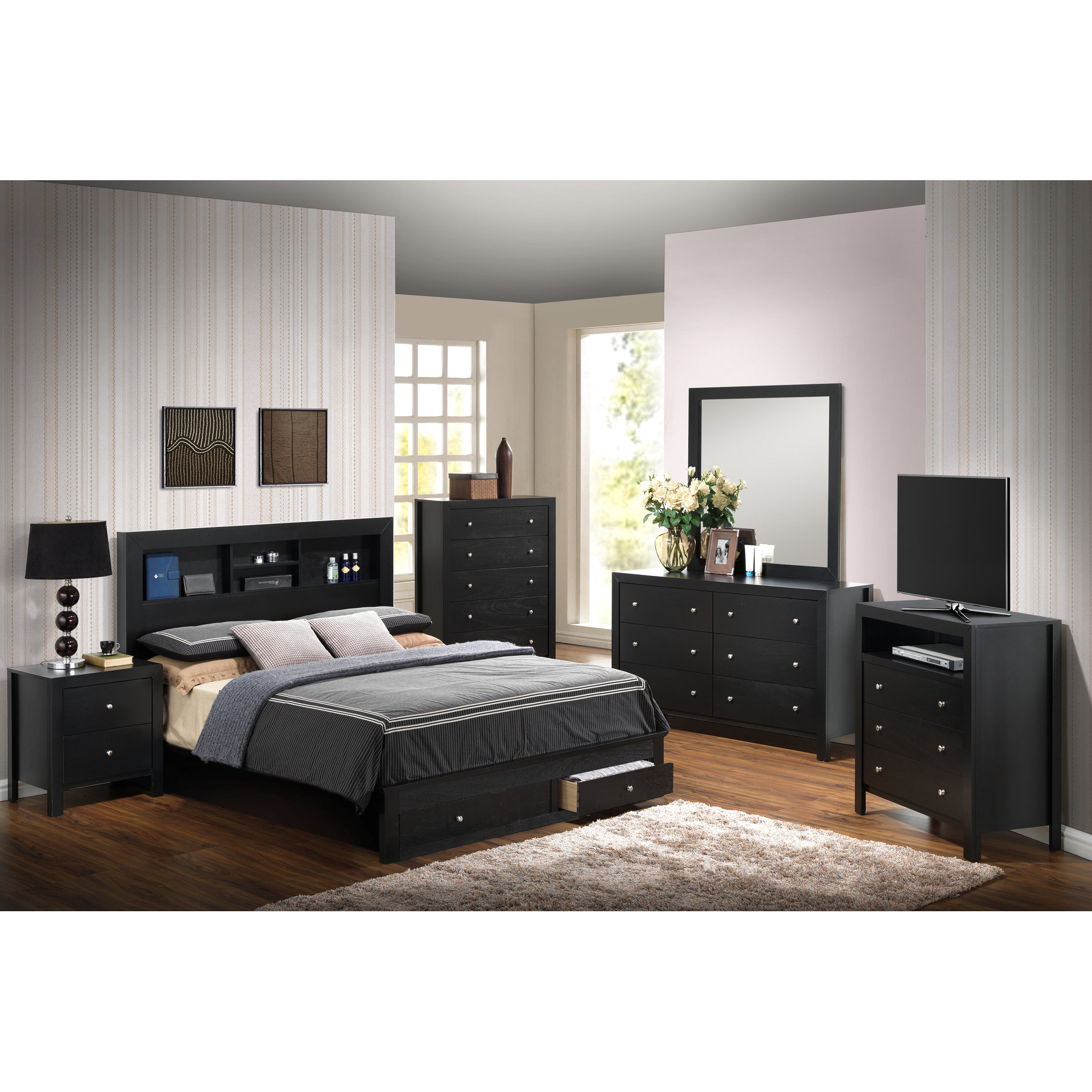Red Barrel Studio® Black King Size Bed With Storage, Improves Bedroom ...