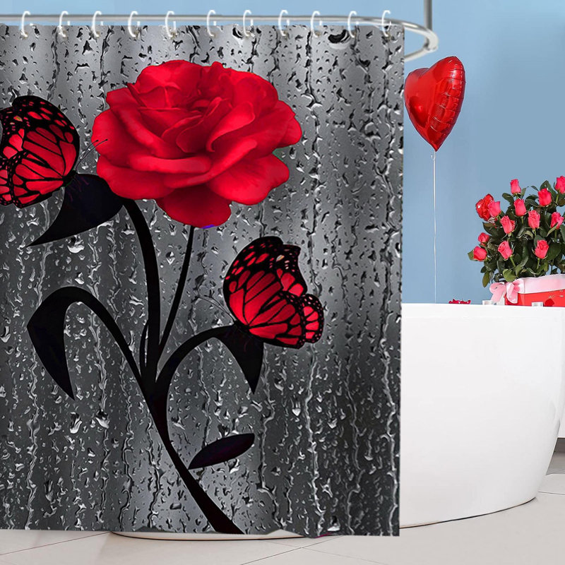 Rideau de douche floral avec crochets inclus