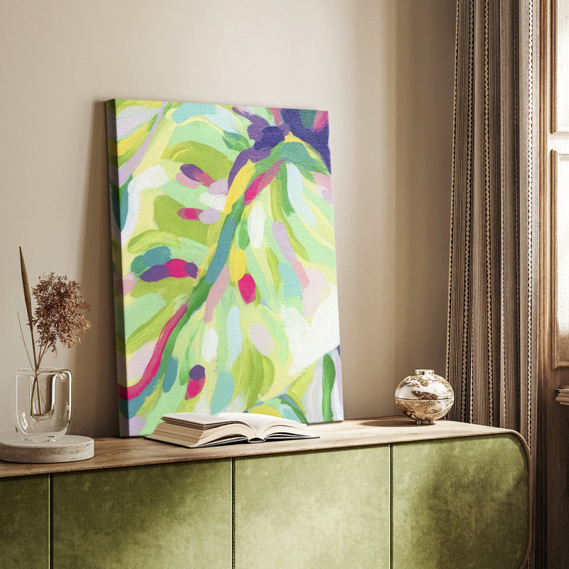 «Bright Tropical Abstraction I» - galerie personnalisée enveloppée Cavas, H 27 po x l 18 po