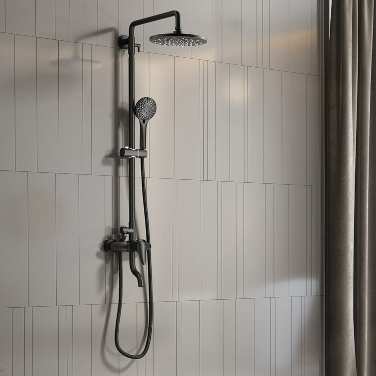 Eridanus Modern Round Shower System, Rain Shower Head with Handheld Spray All in One Kit All in One Kit