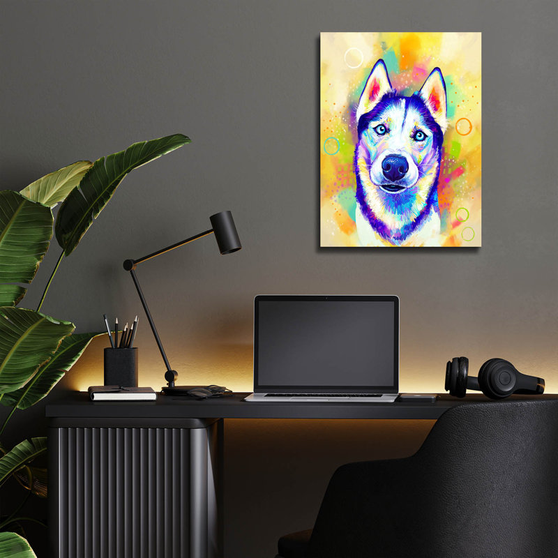 Art mural en verre épique «Pop Art Siberian Husky» par Furbaby Affiliates, H 16 po x l 12 po x P 0,13 po