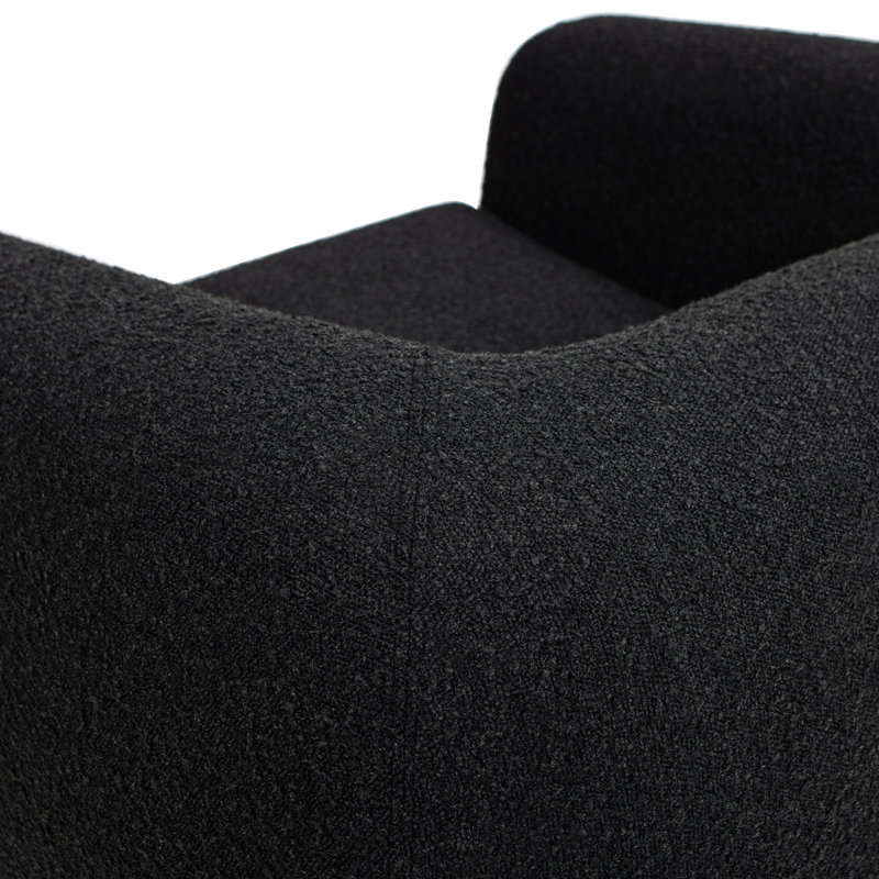 Amala Upholstered Barrel Chair, Black Boucle