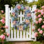 Simulation pivoine hortensia bleu porte d'entrée couronne, pour décor de fenêtre de fête de mariage intérieur intérieur fête de mariage