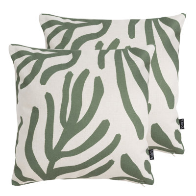 Abstract Leaf Print Indoor-Outdoor Cushion, Pack of 2, Multicolour