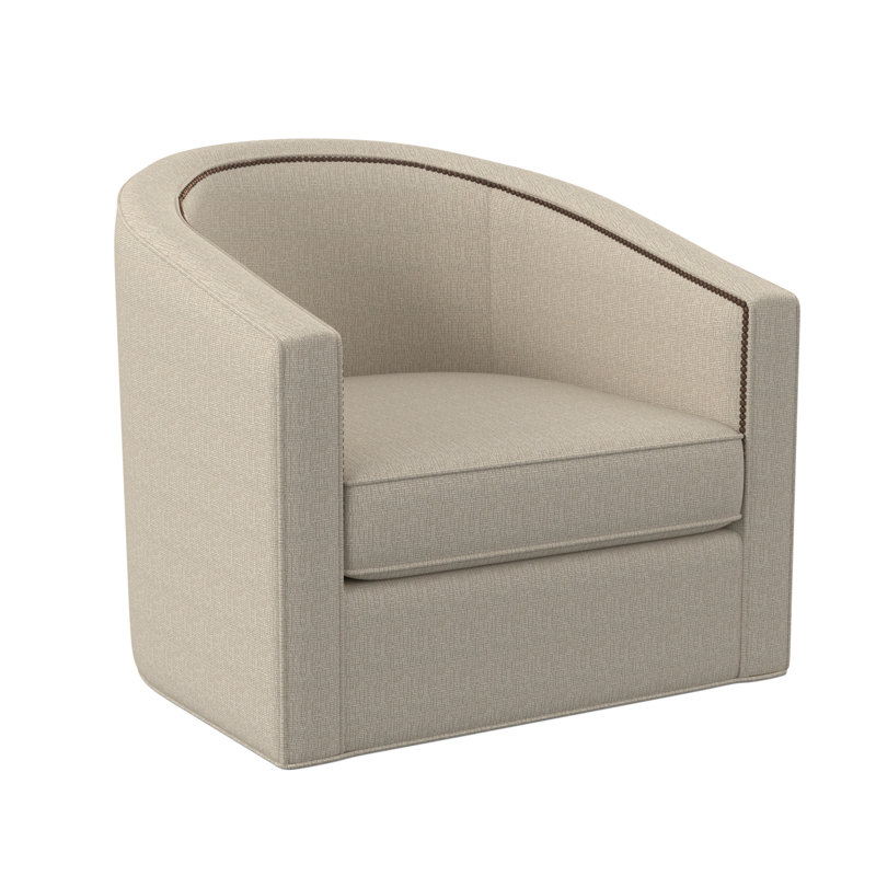 Fauteuil demi-tonneau de 34 po Ambre, Tremplins ivoires, Laiton poli - petite