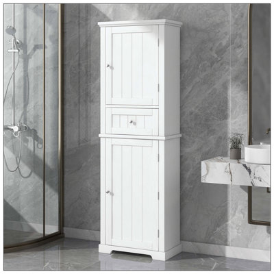 Tall Freestanding Bathroom Cabinet Drawer Adjustable Shelf