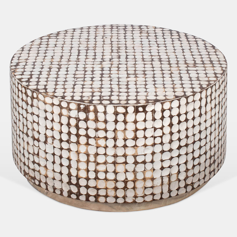 Abeale Round Coffee Table, White Patina