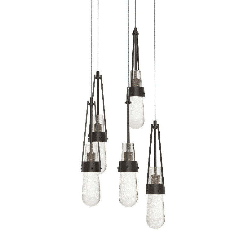 Link 5 - Light Pendant, Long: 19" to 130", Clear Bubble Glass, Oil Rubbed Bronze
