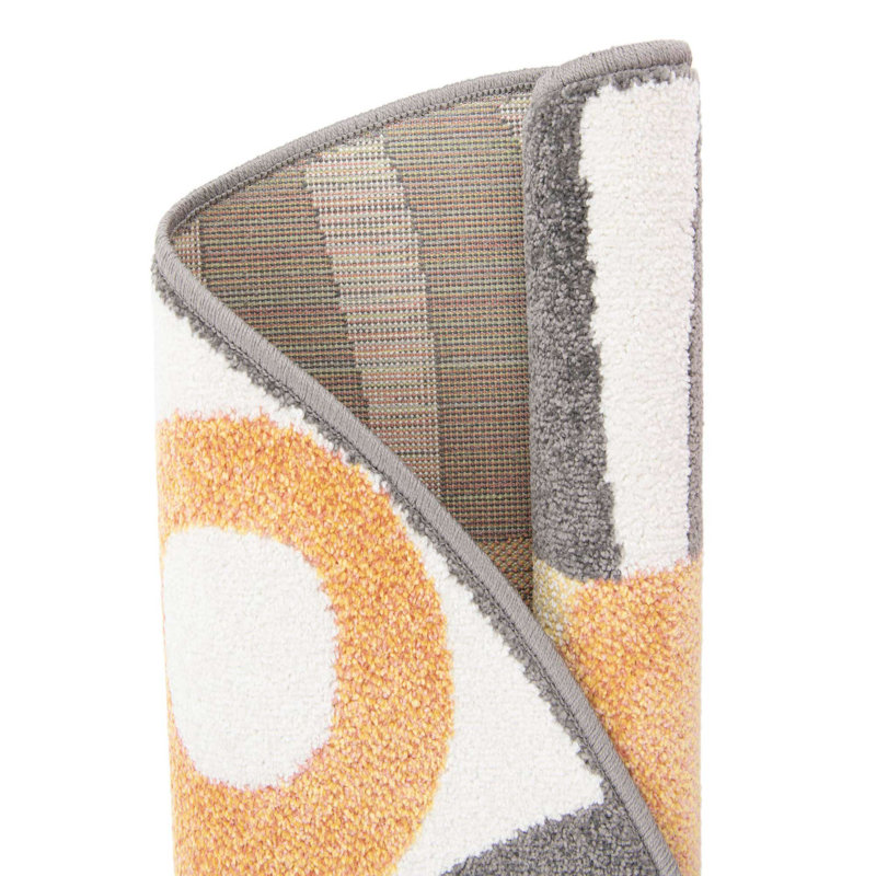 Tapis pour enfant Whimsy Lion, Rond 3 pi 3 po, Gris / Orange