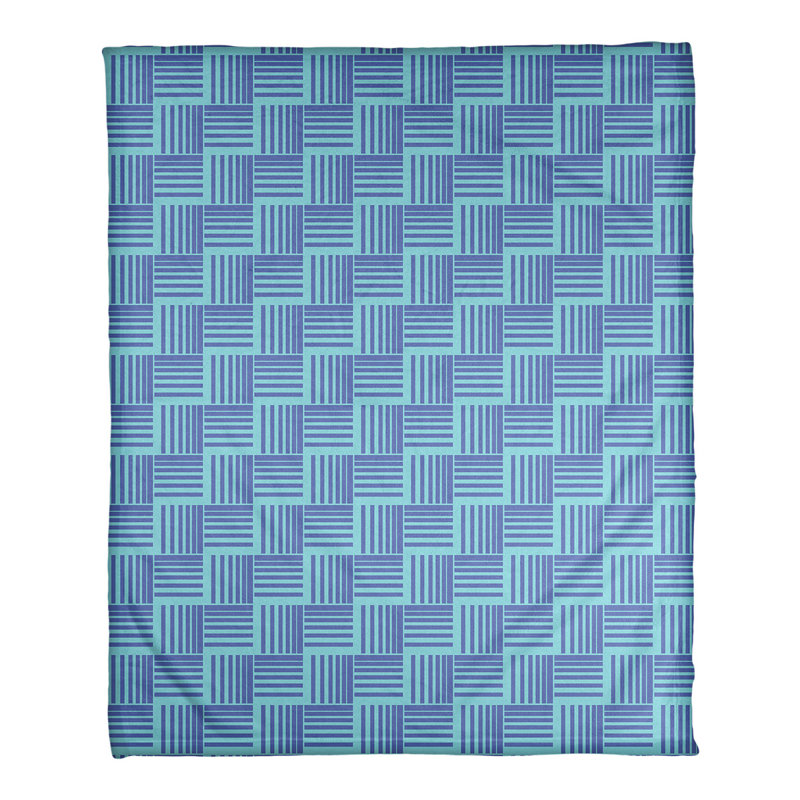 Couverture polaire à rayures classic basketweave, l 50 po x L 60 po, Sarcelle / Bleu