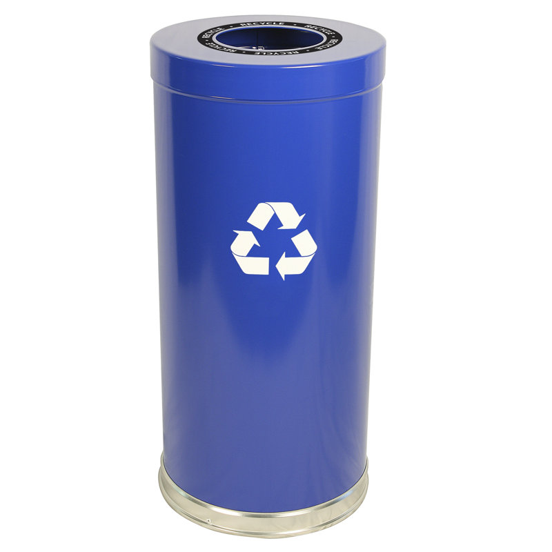 Bac de recyclage en métal, Bleu, 24