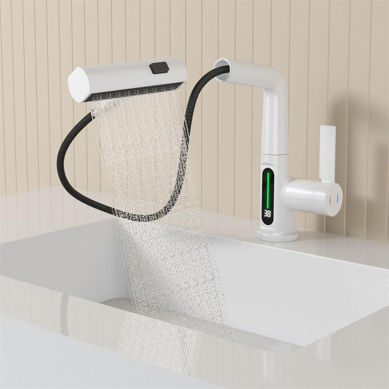 Single-Hole Single-handle Bathroom Faucet, White