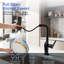 Robinet de cuisine noir tactile sans contact avec affichage à DEL, robinet d'évier de cuisine à capteur de mouvement avec pulvérisateur rétractable à 3 fonctions et bec pivotant à 360 °-131139822