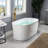 59" x 30" Freestanding Air Soaking Acrylic Bathtub with 208 Jets, 7 Colors LED Lights, Chromatherapy-50525643