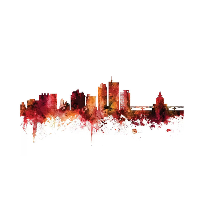Cedar, Rapids Iowa Skyline by Michael Tompsett - Wrapped Canvas Gallery-Wrapped Canvas Giclée, 20.32 cm H x 30.48 cm W