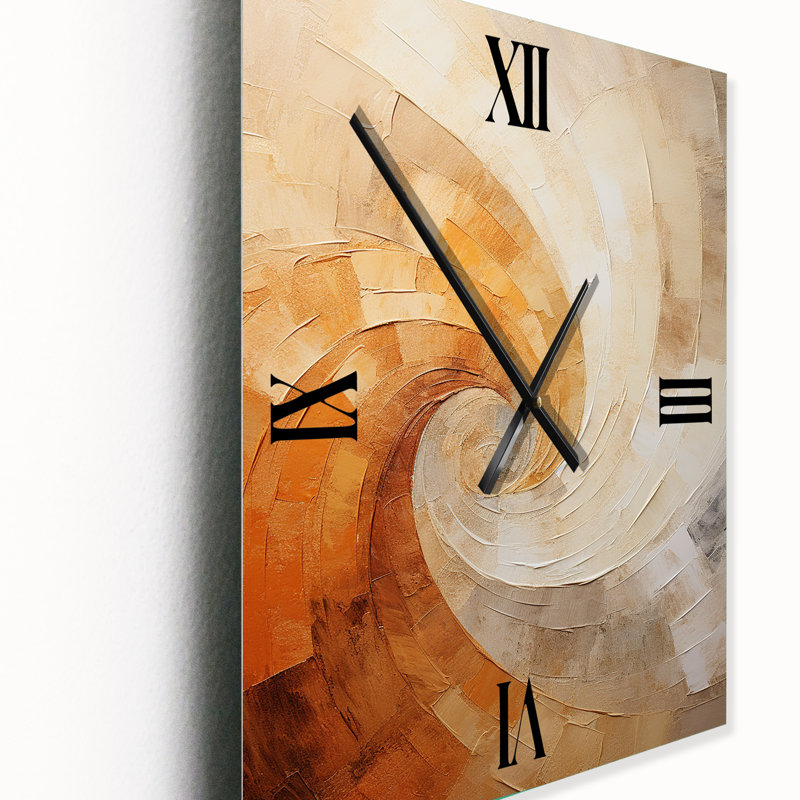 Horloge murale à spirales abstraites minimalistes beige II, Grand